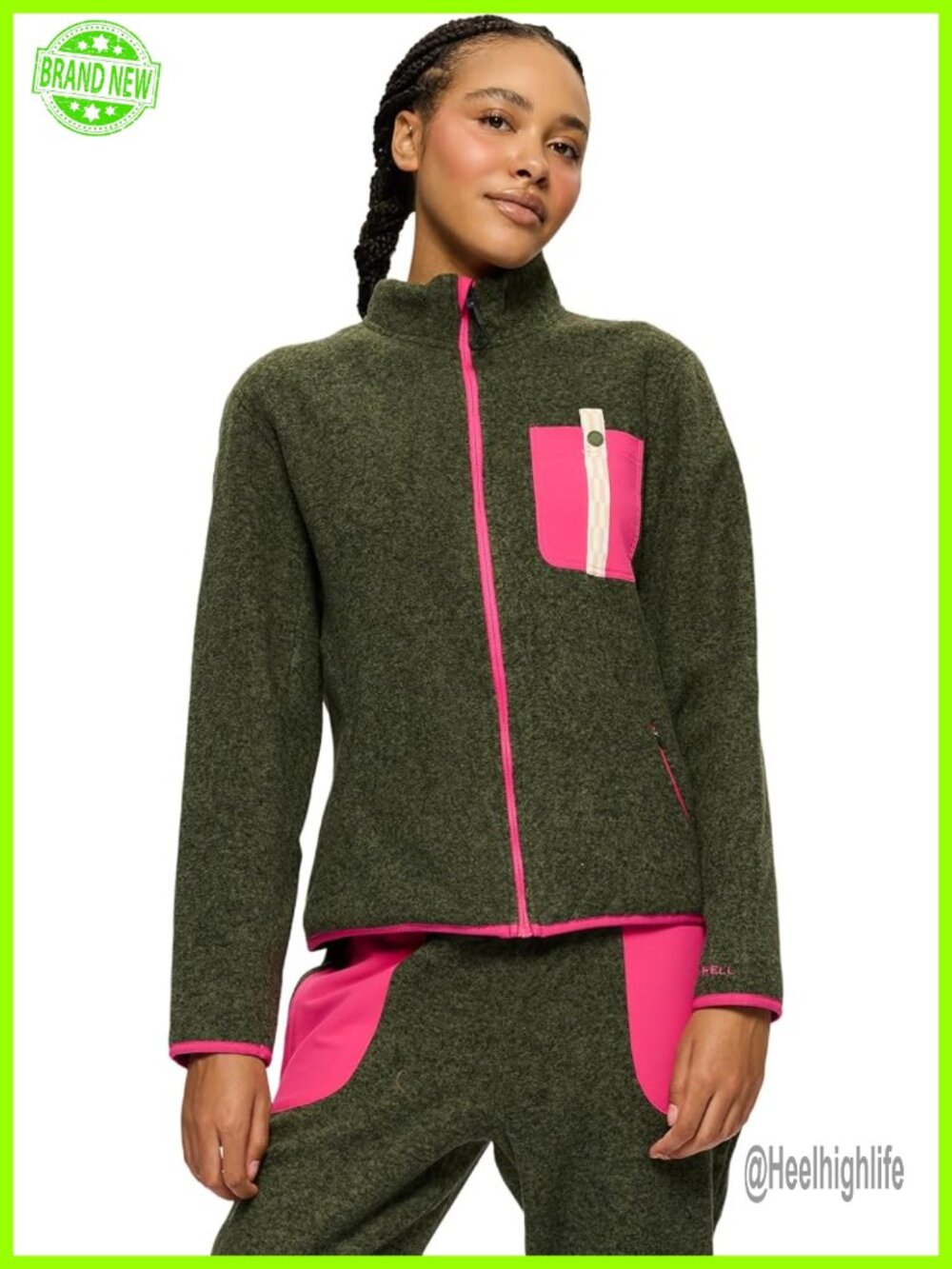 Women's Full Zip Fleece Jacket with Mock Neck - Midweight Outdoor Activewear